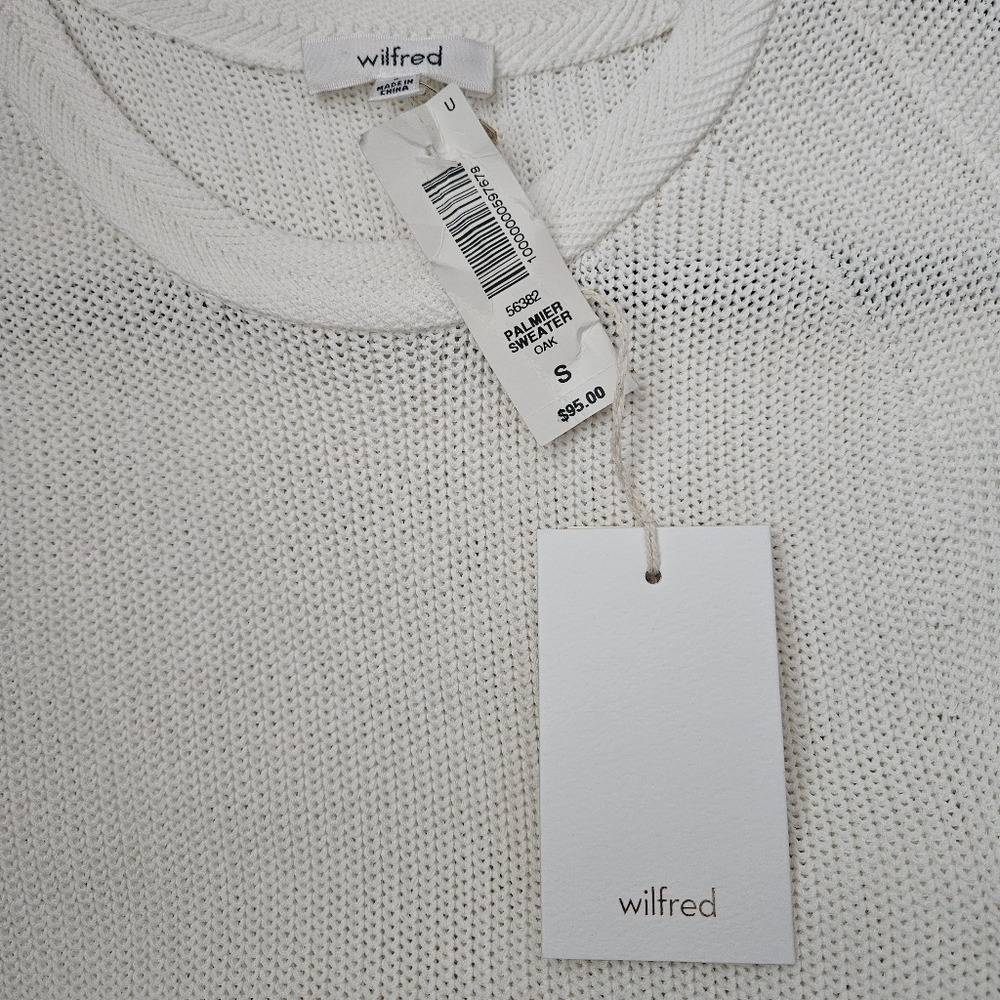 Wilfred Aritzia Palmier  Side Split Knit Sleeveless Tank Top White Sz S Nwt - Picture 5 of 7